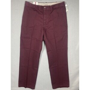 Izod Saltwater Chino Pants Men's 36x32 Maroon Red Straight Leg Stretch Golf NWT